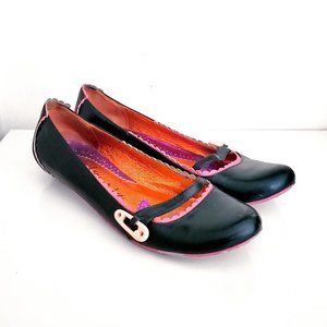 IRREGULAR CHOICE vintage emerald kitten heel flats